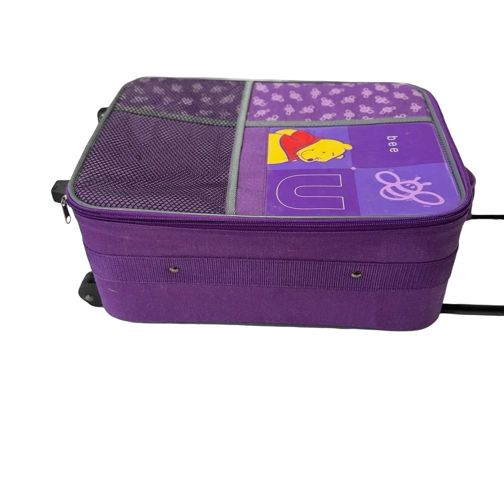 Y2K VTG Disney Winnie the Pooh Rolling Suitcase‎ Purple Bee U Kids Luggage Bag